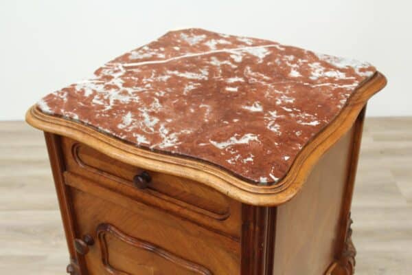 French Walnut Marble Topped Pot Cupboard - Image 9