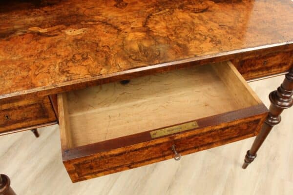 Early Victorian Burr Walnut Bonheur De Jour - Image 12