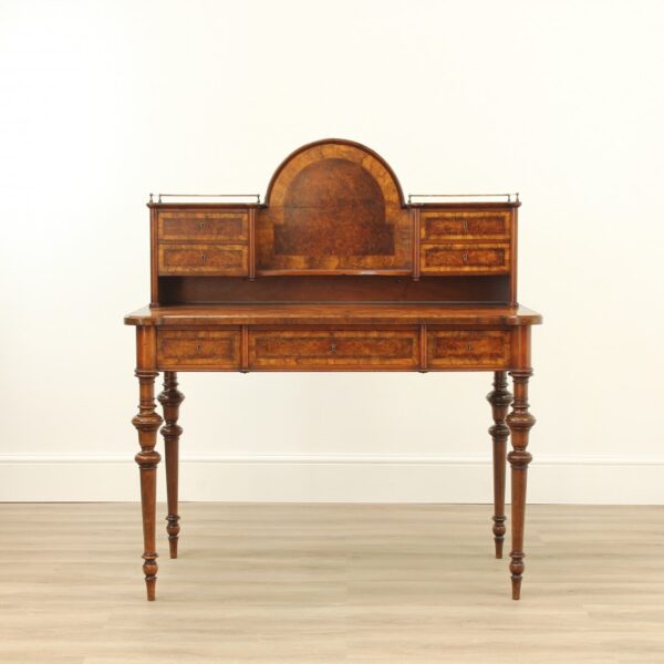 Early Victorian Burr Walnut Bonheur De Jour - Image 15