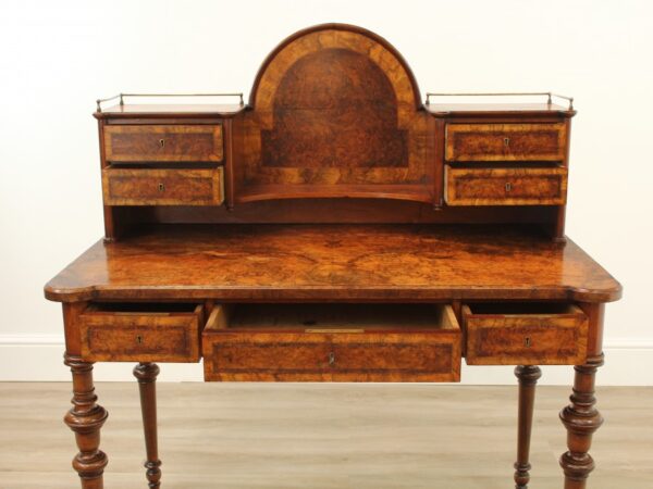 Early Victorian Burr Walnut Bonheur De Jour - Image 14