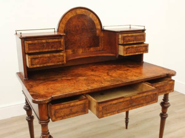 Early Victorian Burr Walnut Bonheur De Jour - Image 13