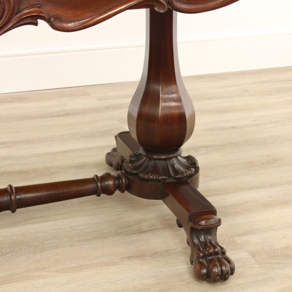 Victorian Carved Mahogany Library Table with Drawer - Image 5