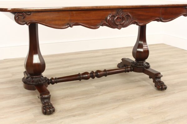 Victorian Carved Mahogany Library Table with Drawer funriture Antique Tables 9
