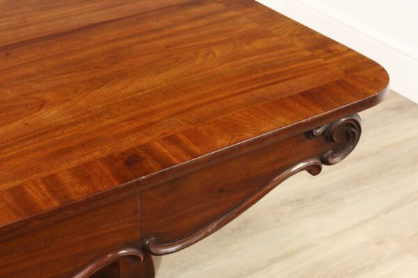 Victorian Carved Mahogany Library Table with Drawer - Image 12