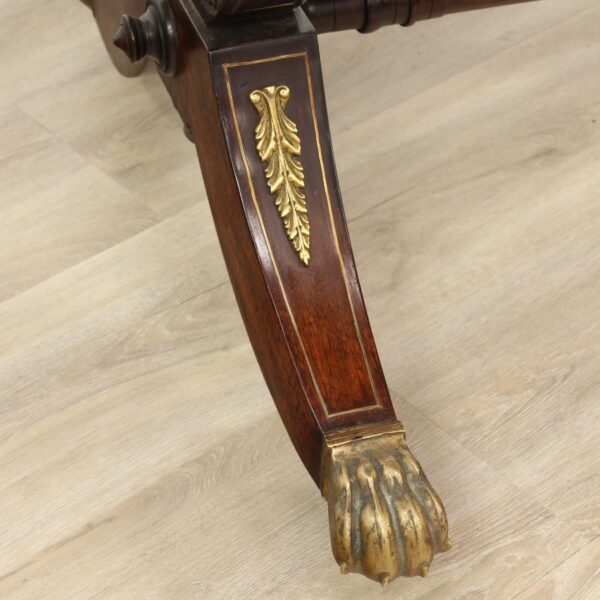 Georgian Rosewood and Burr Walnut Lyre Ended Sofa Table - Image 6
