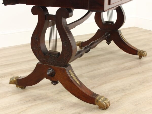 Georgian Rosewood and Burr Walnut Lyre Ended Sofa Table Antique Antique Tables 10