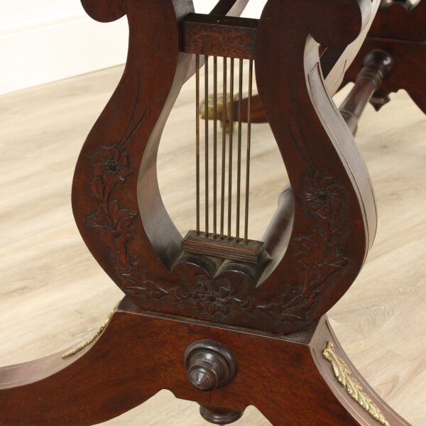 Georgian Rosewood and Burr Walnut Lyre Ended Sofa Table - Image 10