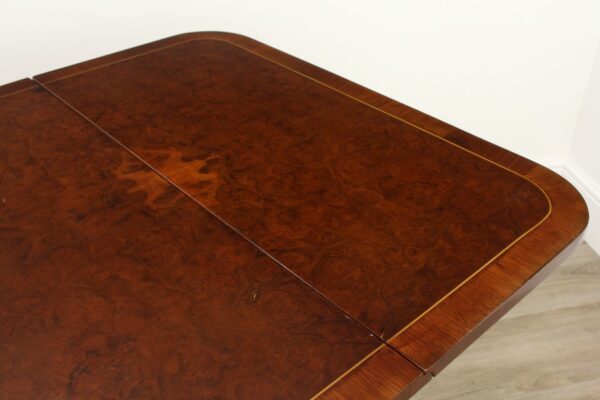 Georgian Rosewood and Burr Walnut Lyre Ended Sofa Table - Image 13