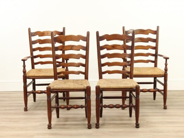 A Set of Four Elm Ladderback Chairs chairs Antique Chairs 3