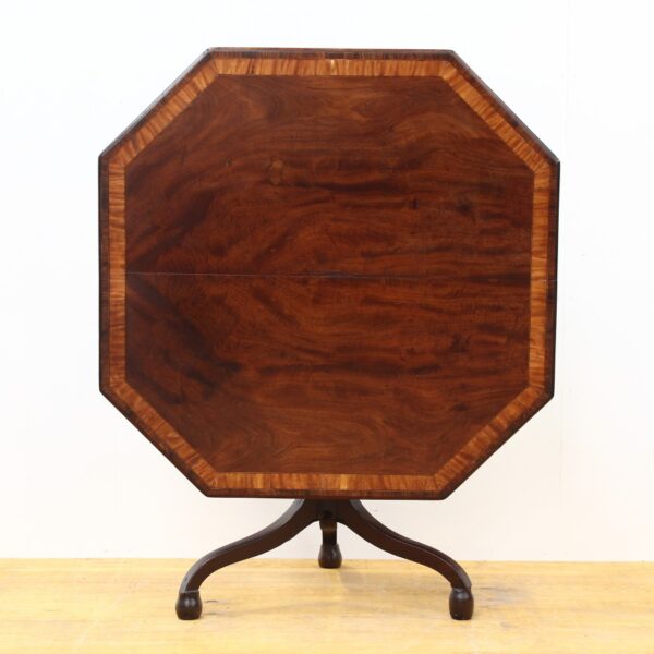 Georgian Mahogany & Satinwood Octagon Snap Top Table Georgian Antique Furniture 3