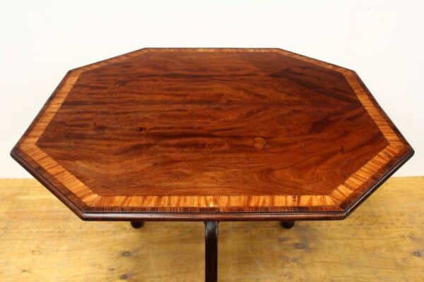 Georgian Mahogany & Satinwood Octagon Snap Top Table Georgian Antique Furniture 8