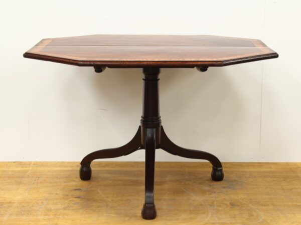 Georgian Mahogany & Satinwood Octagon Snap Top Table Georgian Antique Furniture 9