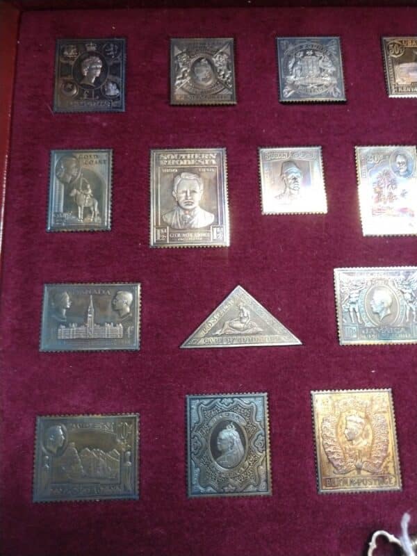 Rare set of Stamps of the British Empire Sterling Silver Boxed with Certificates c1980 - Image 4