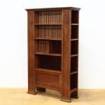 Edwardian Walnut Bookcase with 32 leather bound Charles Dickins Books (21 stories) bookcase Antique Bookcases