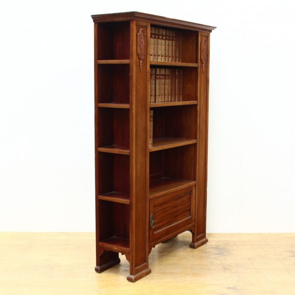 Edwardian Walnut Bookcase with 32 leather bound Charles Dickins Books (21 stories) bookcase Antique Bookcases 12