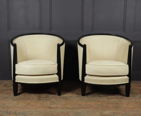 A Pair of Art Deco Lounge Armchairs by Paul Follot armchairs Antique Chairs 13
