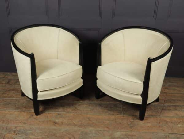A Pair of Art Deco Lounge Armchairs by Paul Follot armchairs Antique Chairs 9