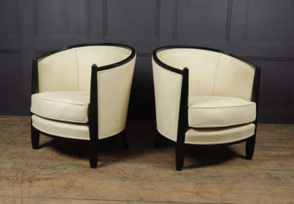 A Pair of Art Deco Lounge Armchairs by Paul Follot armchairs Antique Chairs 5