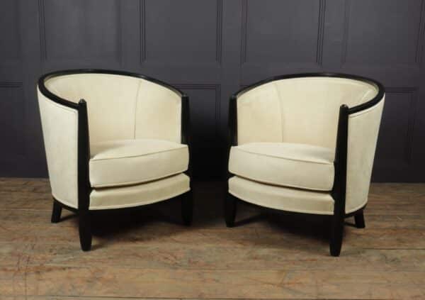 A Pair of Art Deco Lounge Armchairs by Paul Follot armchairs Antique Chairs 4