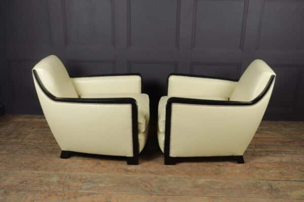 A Pair of art Deco Leather Armchairs Antique Chairs 5