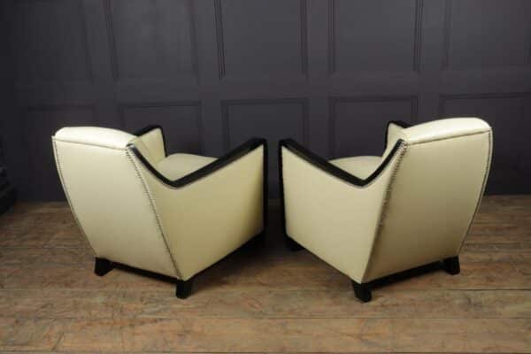A Pair of art Deco Leather Armchairs Antique Chairs 16