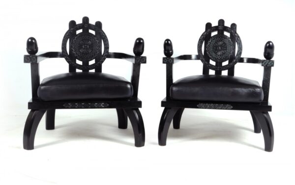 Pair of Oak Armchairs by Etiore Zacherie zacherie Antique Chairs 4