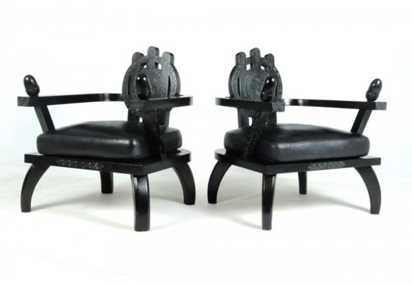 Pair of Oak Armchairs by Etiore Zacherie - Image 13