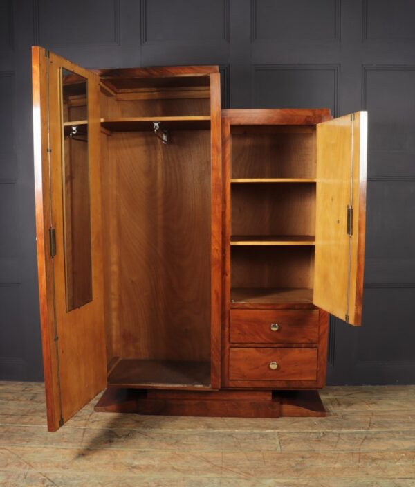 French Art Deco Walnut Wardrobe c1930 - Image 8
