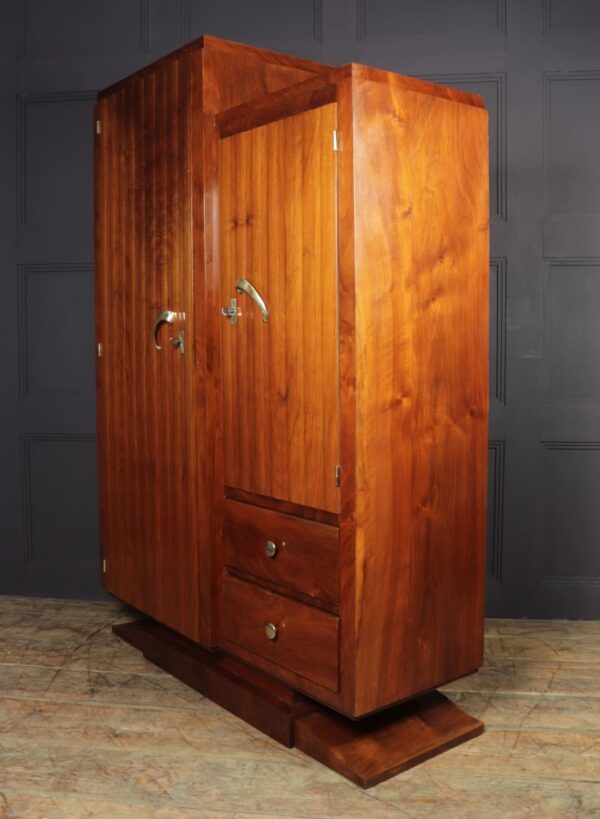 French Art Deco Walnut Wardrobe c1930 - Image 4