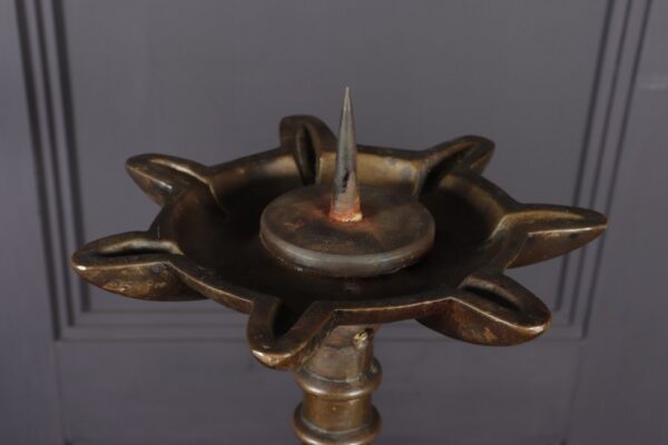 Pair of 19th century Bronze bobbin Candlesticks - Image 8