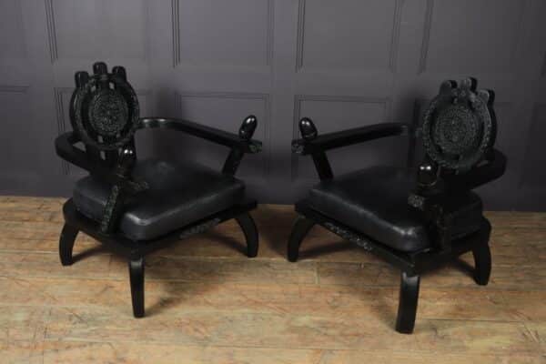 Pair of Oak Armchairs by Etiore Zacherie zacherie Antique Chairs 10
