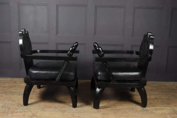 Pair of Oak Armchairs by Etiore Zacherie zacherie Antique Chairs 9