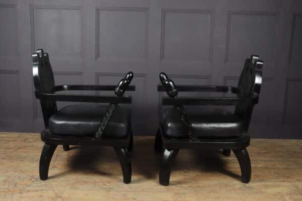 Pair of Oak Armchairs by Etiore Zacherie - Image 7