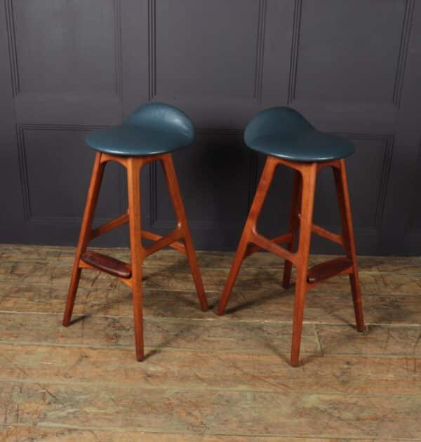 Pair of Teak Bar stools by Erik Buch - Image 14