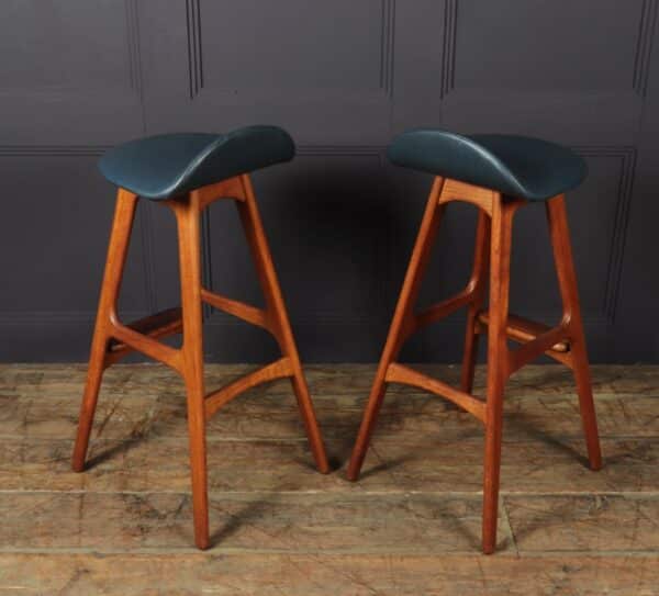 Pair of Teak Bar stools by Erik Buch - Image 12