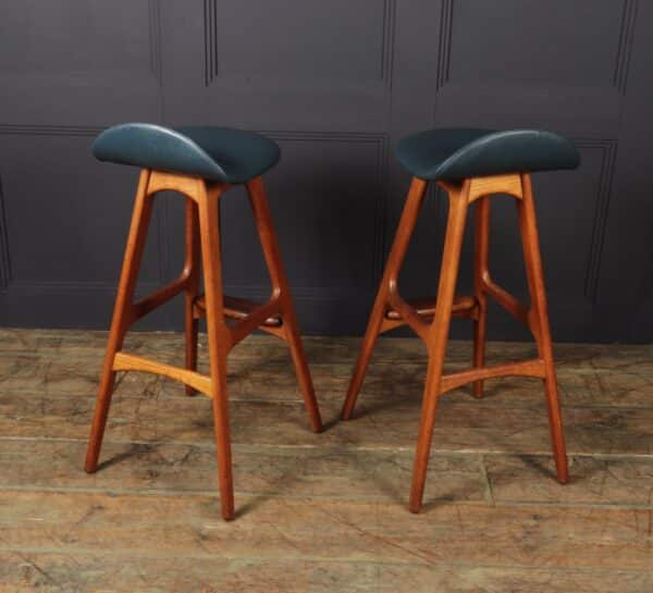 Pair of Teak Bar stools by Erik Buch - Image 11