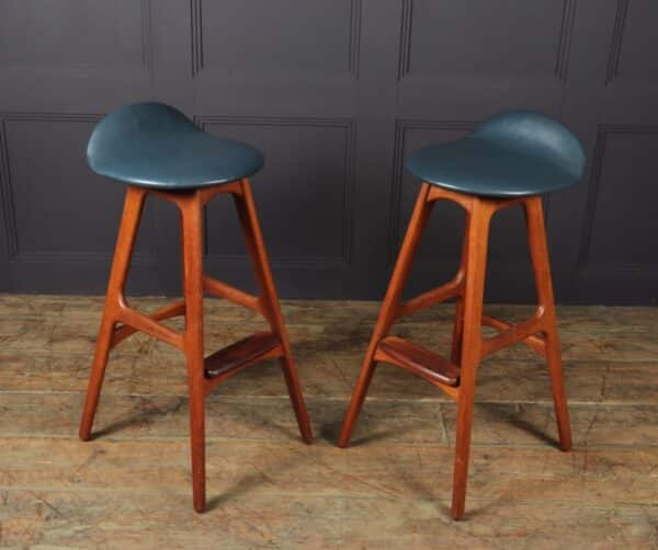 Pair of Teak Bar stools by Erik Buch - Image 10