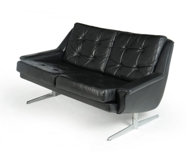 Danish Mid Century Leather Sofa by Werner Langenfeld for ESA - Image 9