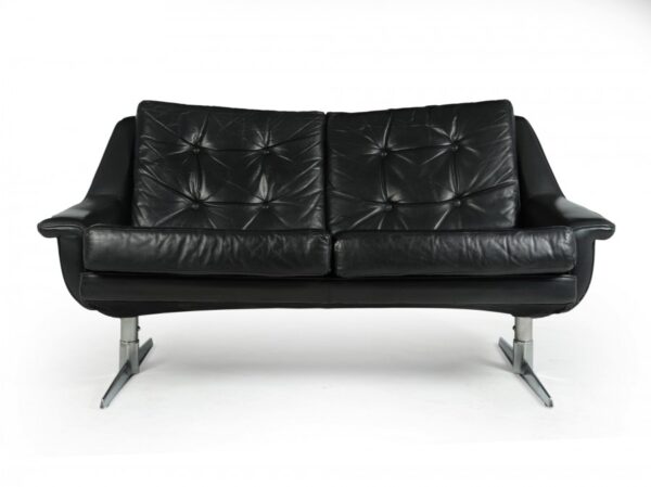 Danish Mid Century Leather Sofa by Werner Langenfeld for ESA couch Antique Sofas 10