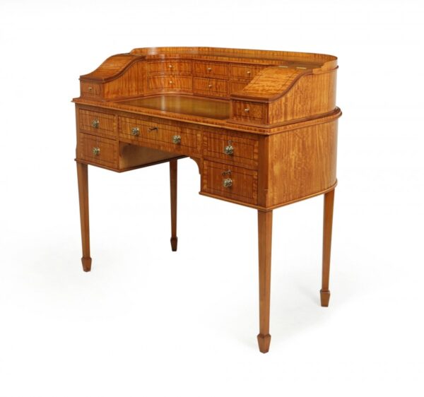 Antique Satinwood Carlton House Desk c1900 - Image 9