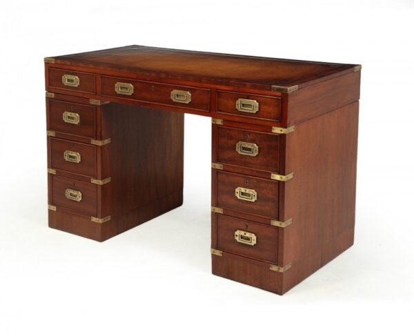 Mahogany Military Campaign Desk with Leather Top - Image 2