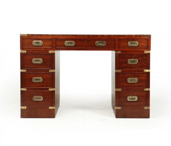 Mahogany Military Campaign Desk with Leather Top - Image 13