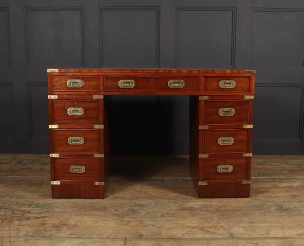 Mahogany Military Campaign Desk with Leather Top - Image 12