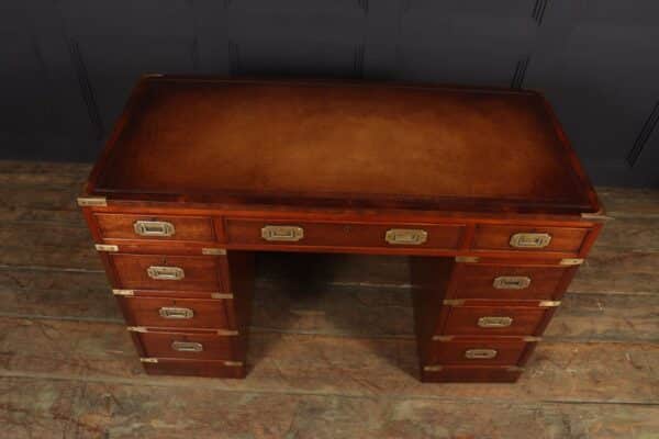 Mahogany Military Campaign Desk with Leather Top - Image 11