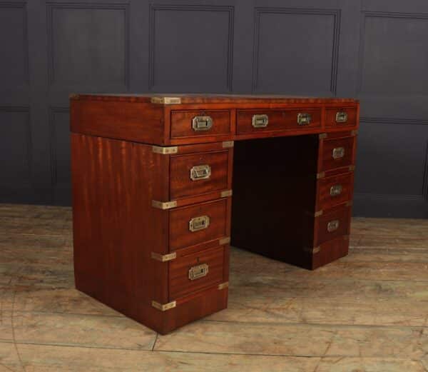 Mahogany Military Campaign Desk with Leather Top - Image 9