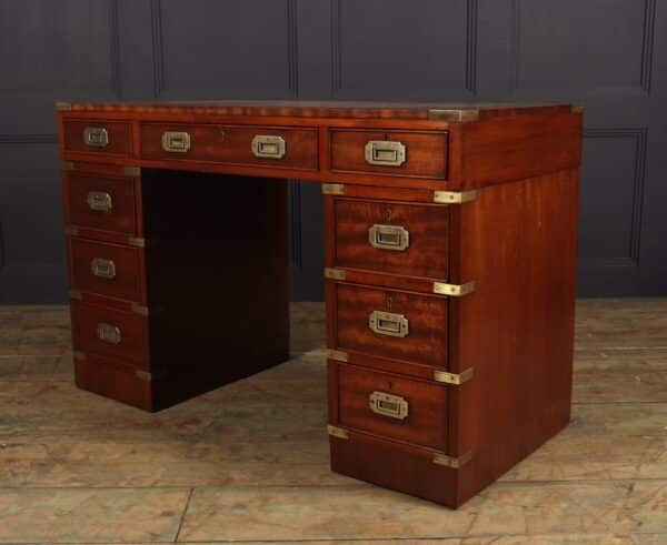 Mahogany Military Campaign Desk with Leather Top - Image 7