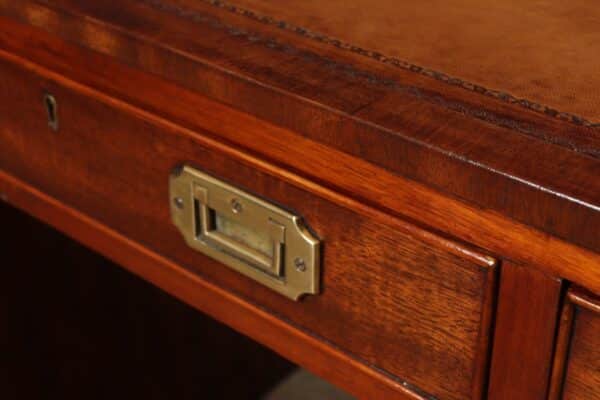 Mahogany Military Campaign Desk with Leather Top - Image 6