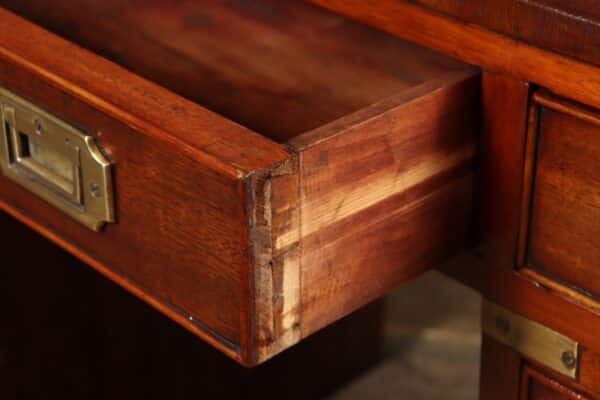 Mahogany Military Campaign Desk with Leather Top - Image 5