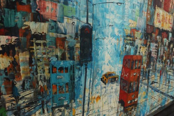 Oil Painting Hong Kong busy street scene - Image 6
