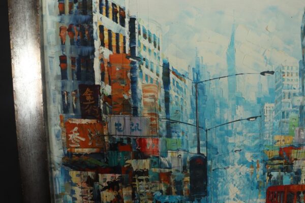 Oil Painting Hong Kong busy street scene - Image 5